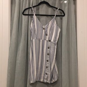White and blue striped dress